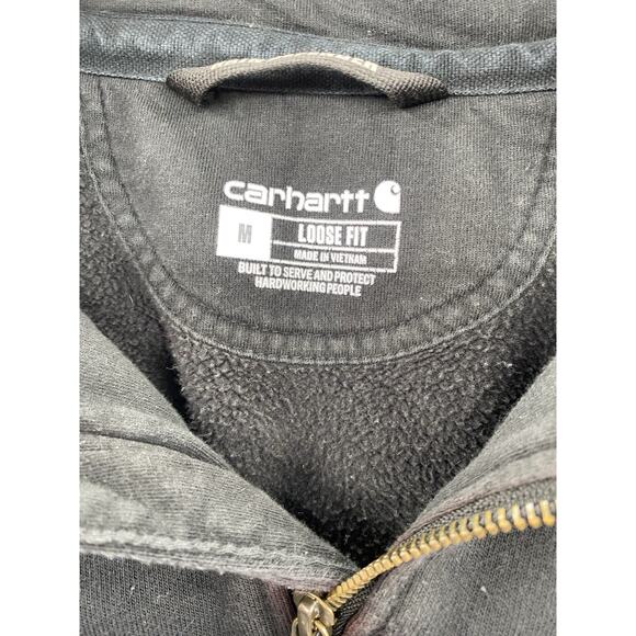 Men’s Carhartt Rain Defender Heavyweight 1/4 Zip Hoodie M Black Loose Fit - Picture 4 of 9